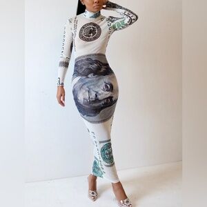 Stylish White Graphic Print Dress